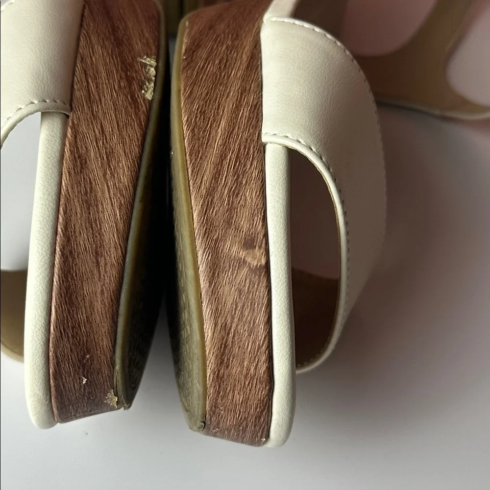 LifeStride Cream Platform Block Heel Sandals – Soft System Comfort size 7.5 M